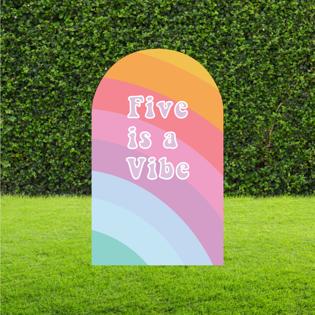 Five is a Vibe Rainbow Arch Backdrop
