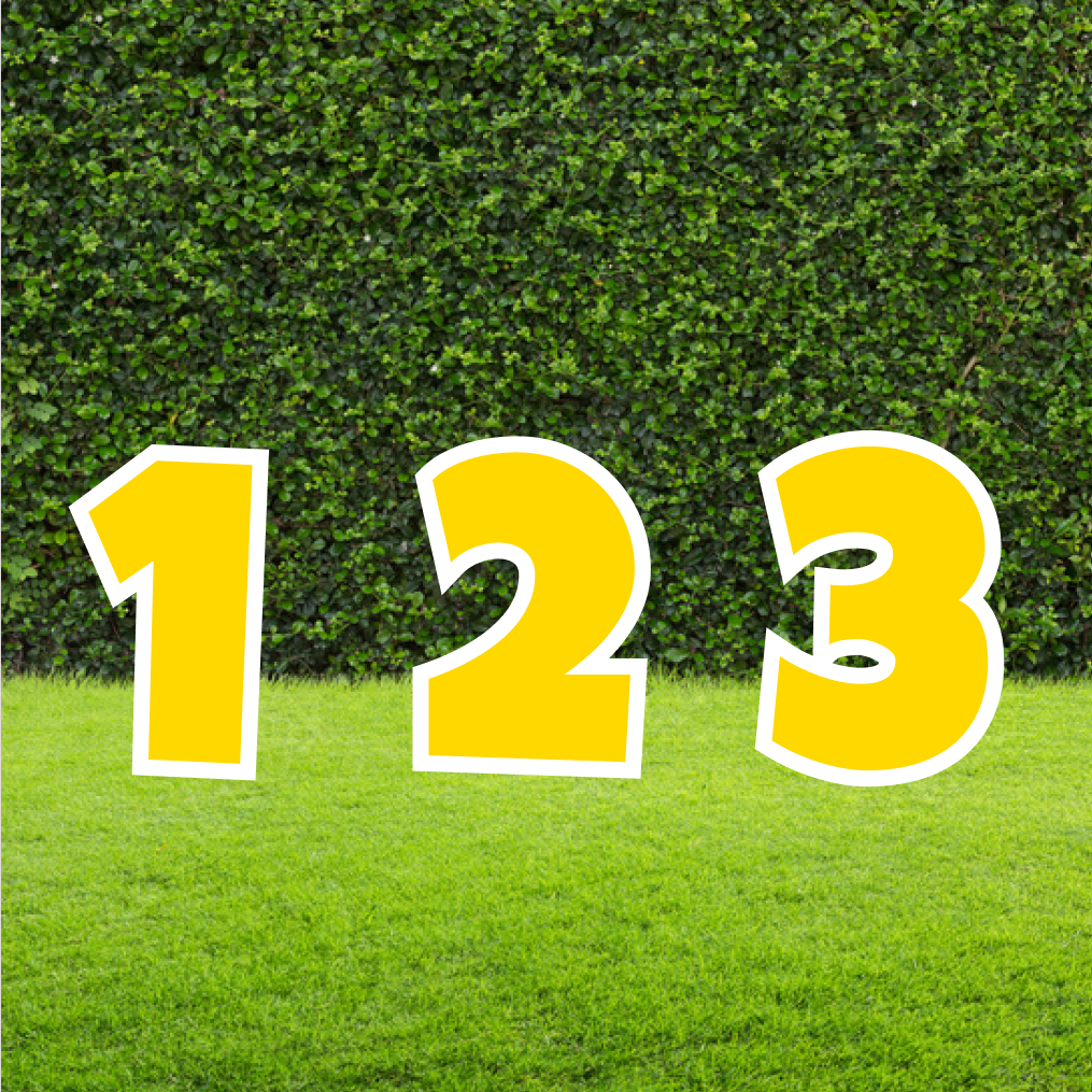 Bright Colour Numbers and Symbols Yellow- Customise Your Sign