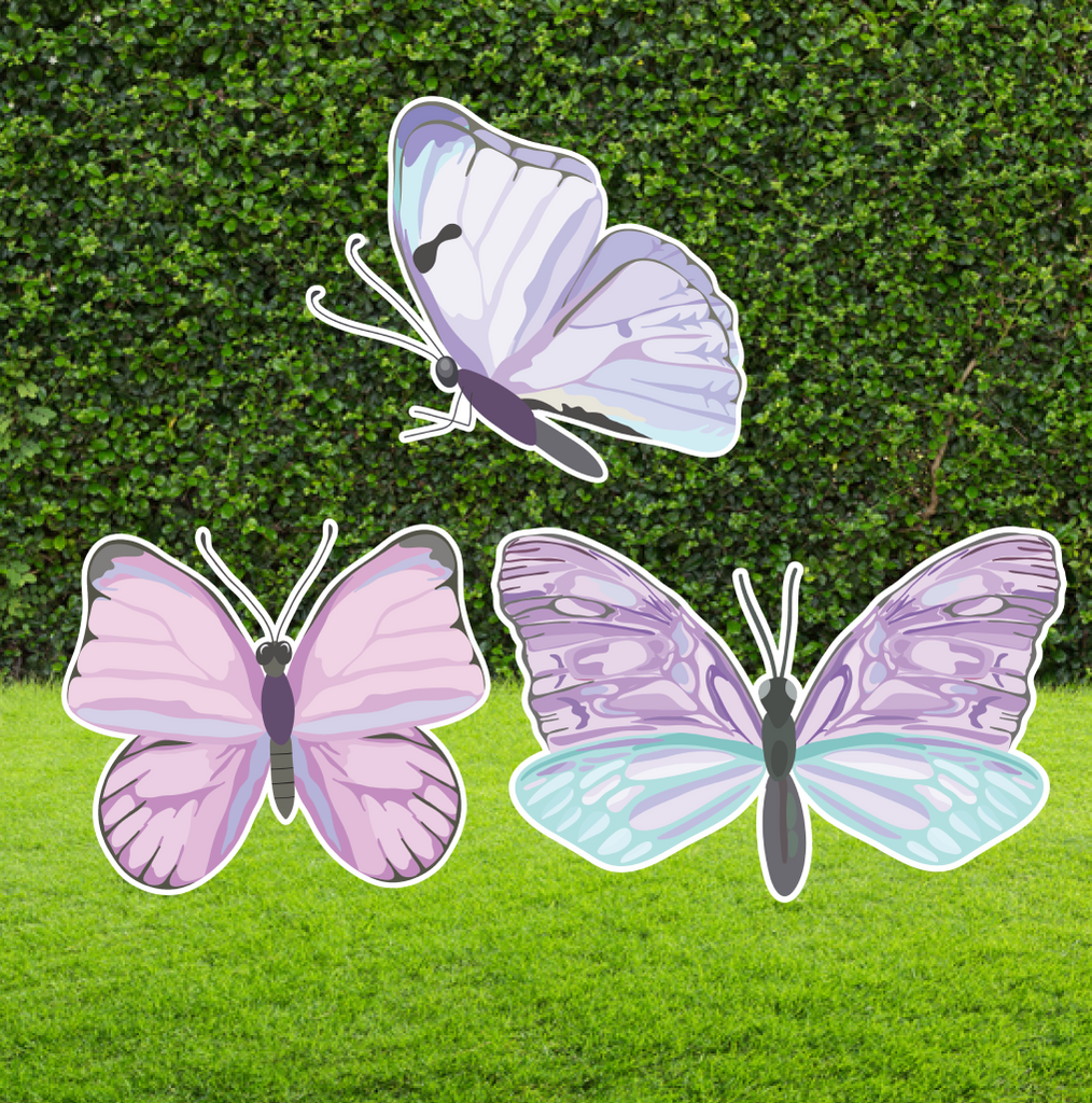 Purple Butterfly Party Prop Cut Out Set