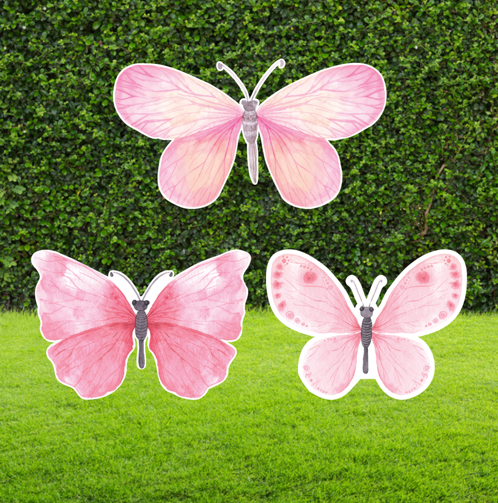 Pink Butterfly Party Prop Cut Out Set